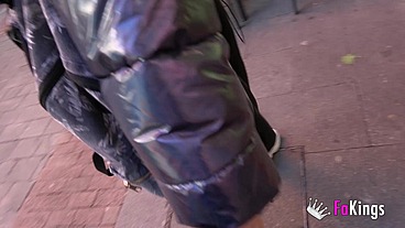 "I wanna try that cock!!!" Mónica Neni shows us how eager she is by sucking it around the streets of Madrid