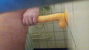 Solo masculine additional immense faux-cock - first-ever time opening and using this monster realistic hard-on