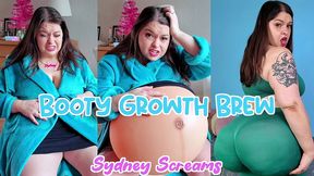 booty growth brew - viral tea promises a big ass but sydney screams first ends up with huge bloated belly before it transfers to her butt - belly expansion, ass expansion, yoga clothes, magic tea