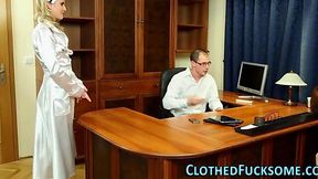 Sexy Nurse Gets DP'ed in Stockings by Two Men