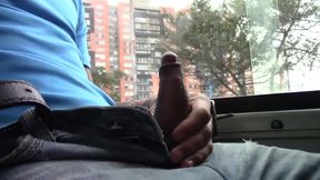 Horny young man has a facinating ORGASM in the PUBLIC BUS