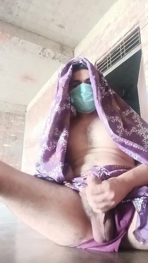 Indian boy dress up like a bhabhi and masturbation