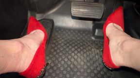 Sexy Red High Heels Pedal Push City Drive