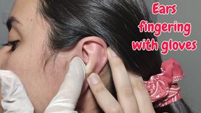 Intense ear fingering with rubber gloves