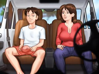 Summertime Saga - Hawt mother I'd like to fuck stepmom takes a ride on a biggest shlong in the car