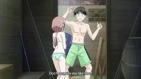 Teen dude fucks his busty japanese girlfriend while his horny neighbor spies on him