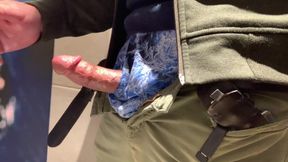 Jerking my cock in the public restroom at the airport