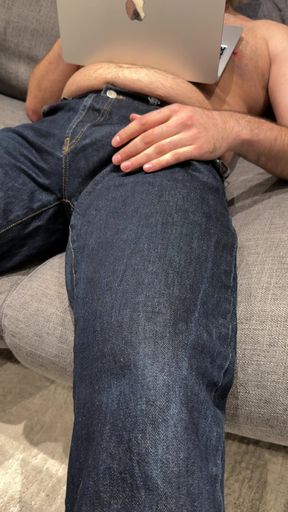 Watching Porn in Tight Jeans - Cumming on Myself