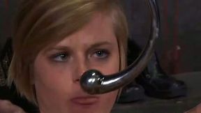 Spoiled blonde with pierced nipples gets her asshole worked over