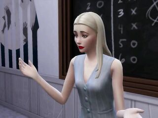 Hot blond teacher has sex with her student for education - sims 4 - CG animation
