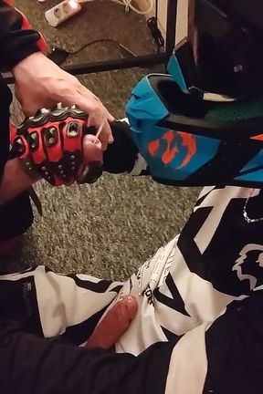 Motocross Guy Jerks off After Sex to His Partner