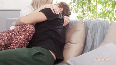 Caresses, kisses, tender sex, intense orgasm with cum inside