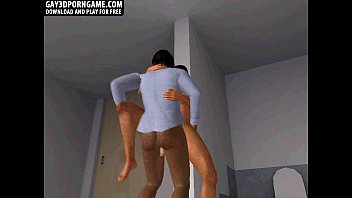 Two hot 3D hunks are giving eachother head in the bathroom