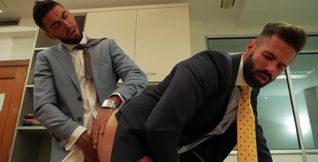 Obedient office drone gets drilled from behind