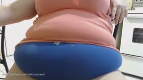 Big Belly worship in kitchen