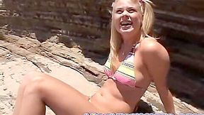 Petite teen 18+ Lesbian Fingered On The Beach