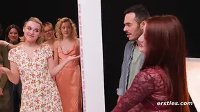 German girls on a real-life Tinder date perform a horny show