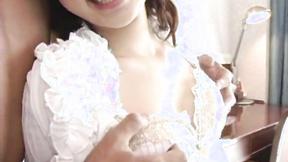 ”Japanese Babe Fucking her Bushy Cunt on Stand”