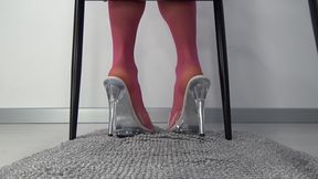 Foot Fetish Solo in Pink Stockings