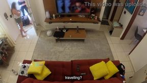 Hot wife Thay Ksada was recognized by the delivery man&comma; she lets him suck her on the living