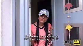 Debt4k. thoughtless chick avoids problems practising xxx with the landlord