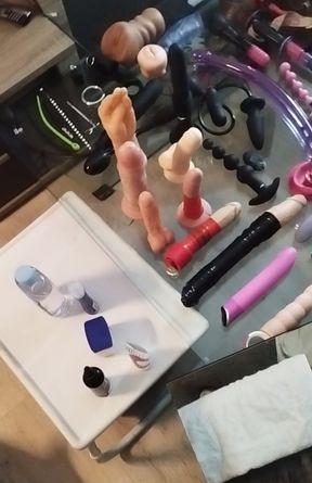 My toys and my horny oiled cock