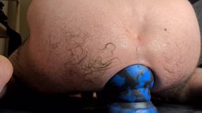 Extreme anal stretching with my huge blue egg plug