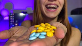 Braces fetish: M&Ms and marshmallows