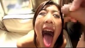 Raven-haired Teen Japanese Cutie Dives Into Massive Bukake Ordeal