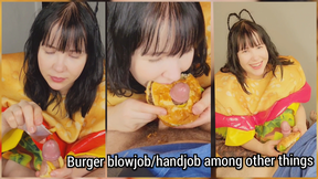 Burger blowjob/handjob among other things
