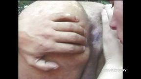 Ass latino rimmed by a striaght curious in wood