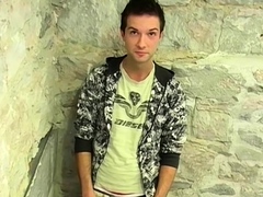 Cute British twink Nathan B masturbates after an interview