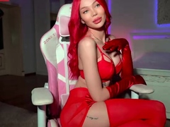 Solo stockings babe masturbates with dildo