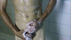 A Very Sexy Guy Washes in the Shower After a Workout and Jerks off His Rich Cock