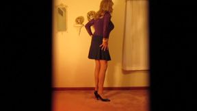 Purple Top &amp; Black Skirt with Stockings