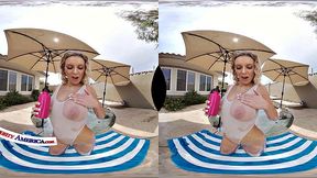 Naturally busty babe, Ashlyn Peaks, gets her massive tits rubbed by her friend's boyfriend