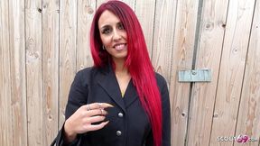 Tattooed Redhead Teen with Big Saggy Tits Fucked Hard in German Casting