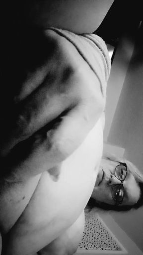 Tits Out in Ripped Stockings - Long Phone 1 on 1 in B&w