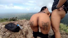 Hot latina girl sucks and gets her pussy pounded in doggy outdoors