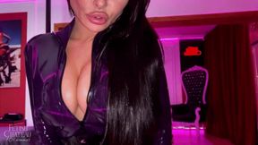 Purple latex catsuit teasing with Evilwoman - [FHD MOV] | Evilwoman