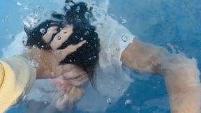 We take turns holding each other under water!