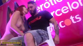Spanish pornstars public threesome on stage