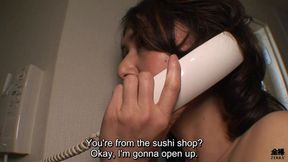 Japanese deliveryman gets an impromptu peep show from a cum-licking senior siren