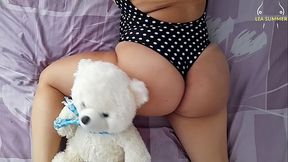 Busty Latina babe shows off her wet pussy and anal dildo