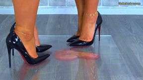 215 Amber Cam - Crushing The Cum From Your Balls Under Plexiglass & Our Hot Louboutin Heels - Cock Face Trample Trampling CBT Ballbusting Shoejob