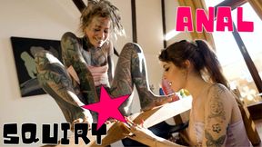 Intimate Goth Girl's Ink'd Asshole Stretching