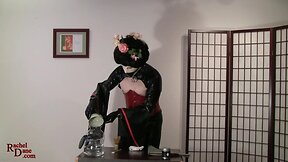 The latex concubine performs the Japanese Tea Ceremony