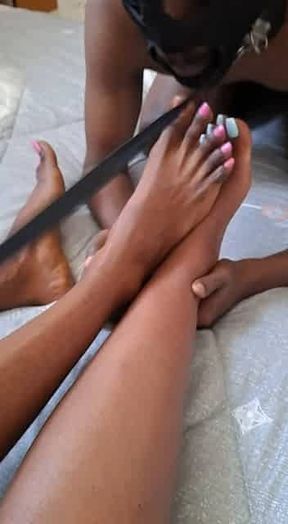 Ethiopia mistress and there slave serving sissy