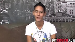 Slim twink felix russo masturbates and takes on dildo in solo interview with cumshot finish