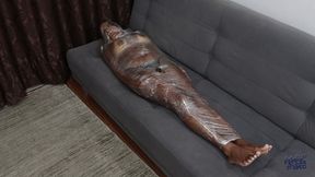 luana mummified with plastic film!